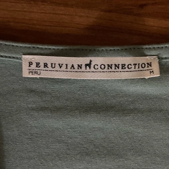 Peruvian Connection Conservatory Dress. SZ M Faux-Wrap Pima Cotton/Modal/Spandex - Picture 11 of 14